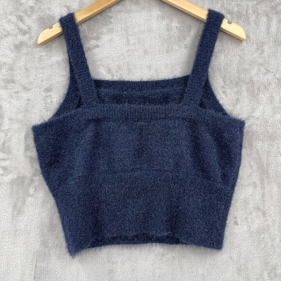House of Harlow 1960 Navy Blue Fuzzy Knit Sweater Tank Top Cami Top - Picture 3 of 8